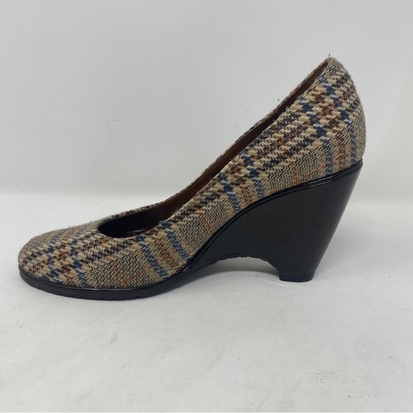 Cole Haan Wedge Heels Tartan Plaid Fabric Upper Size 6 - Picture 5 of 9